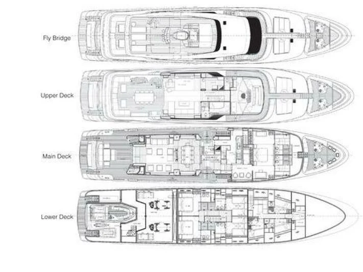 diagram, engineering drawing aboard THERAPY Yacht for Sale