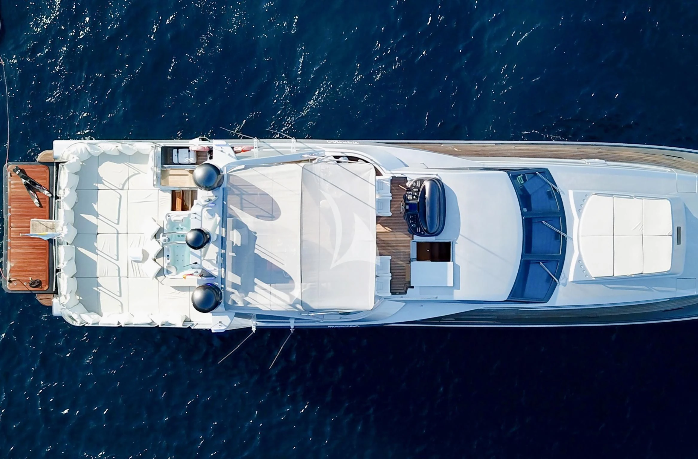 a space shuttle on a ship aboard SPECTRE Yacht for Sale