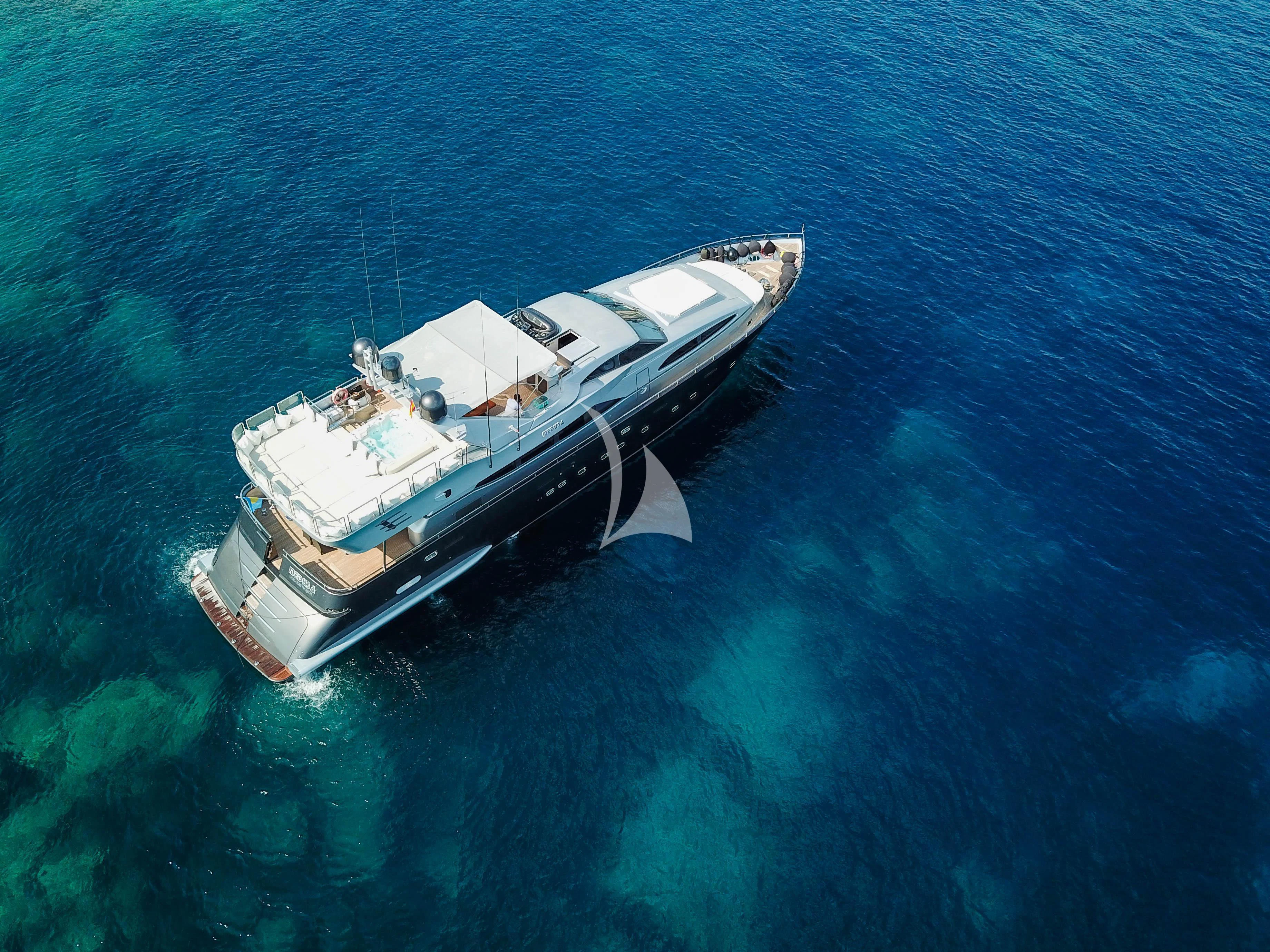 a ship in the water aboard SPECTRE Yacht for Sale