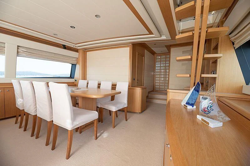 a room with a table and chairs aboard NEOSTAR Yacht for Sale