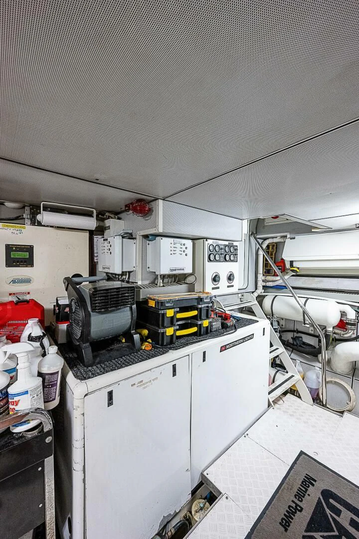 a room with machinery and equipment aboard PREDATOR I Yacht for Sale