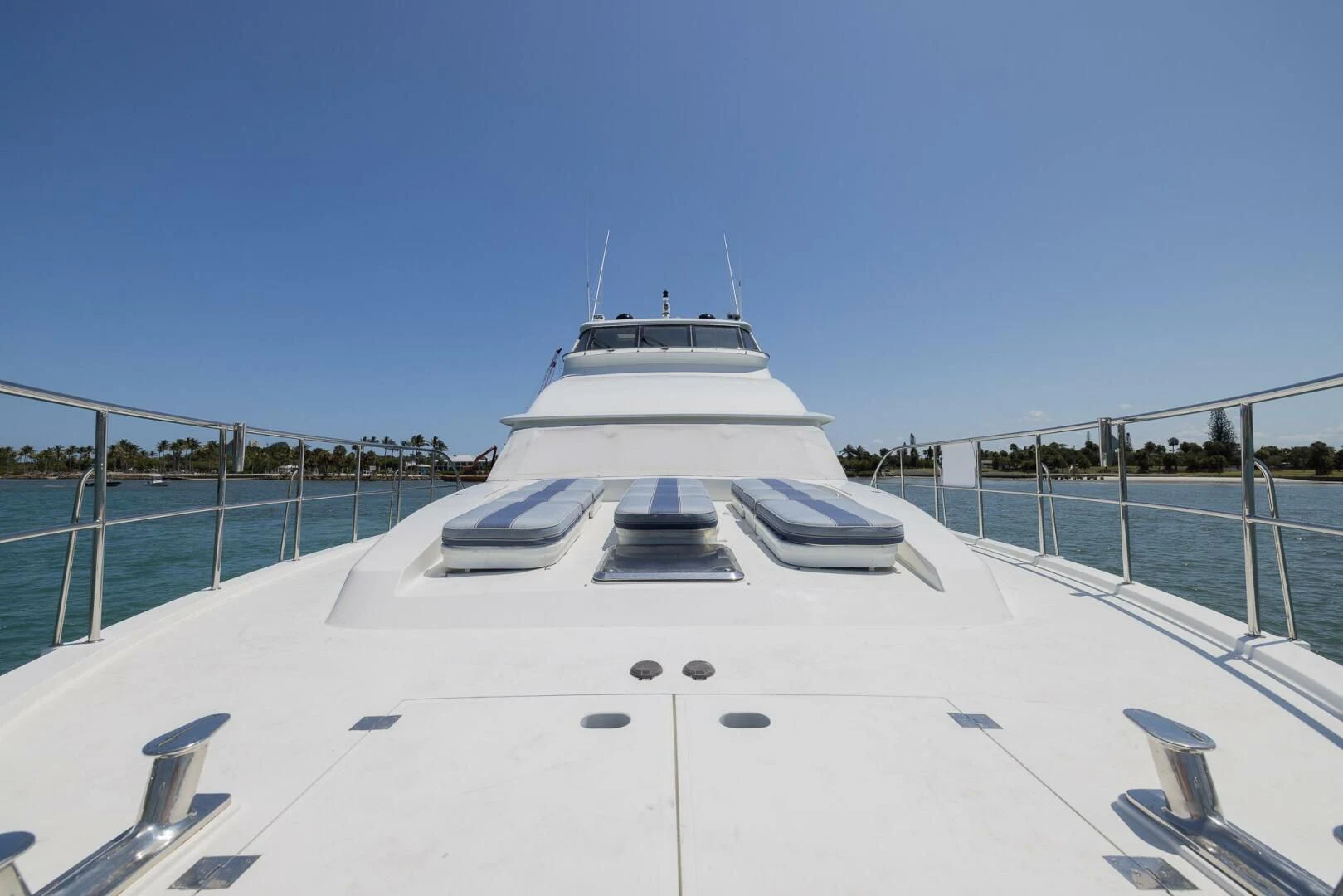 a white boat on a white surface aboard PREDATOR I Yacht for Sale