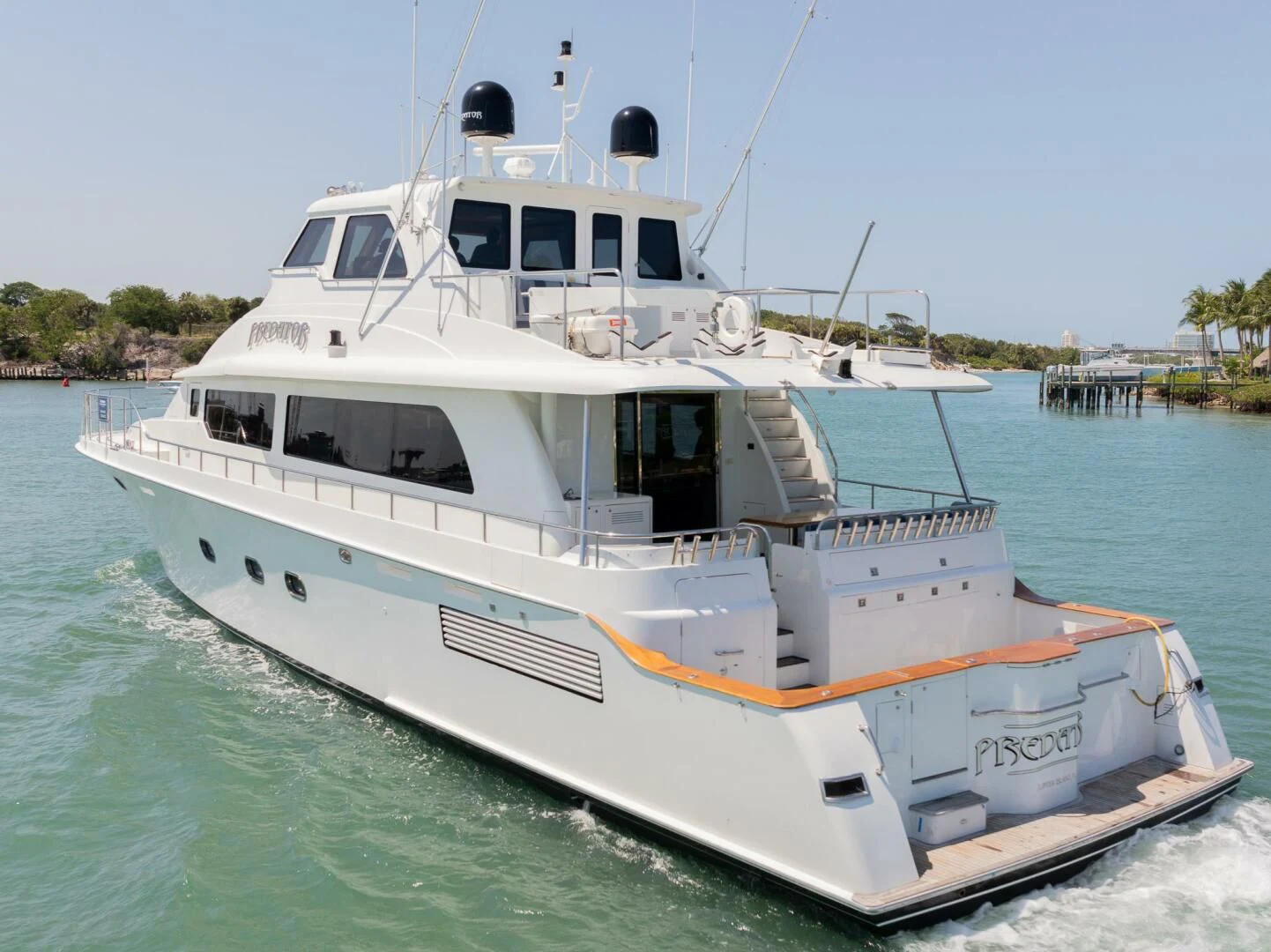 a boat on the water aboard PREDATOR I Yacht for Sale
