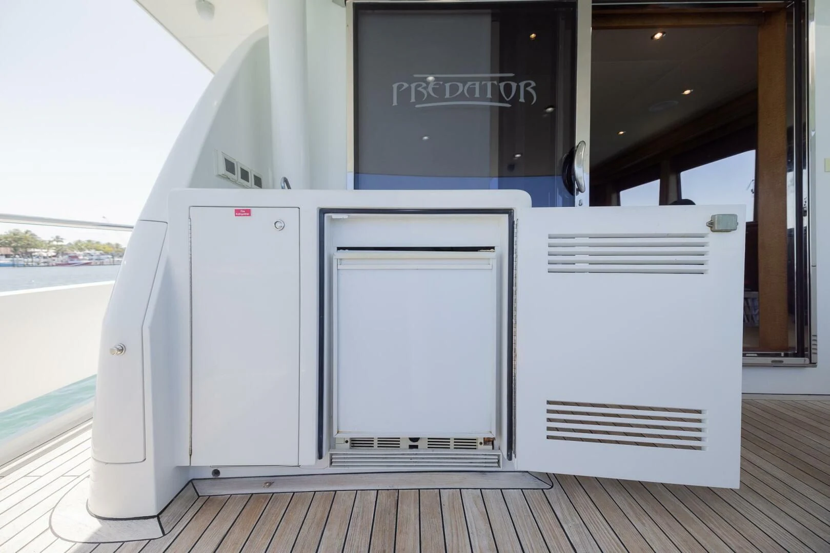 a group of white rectangular containers aboard PREDATOR I Yacht for Sale