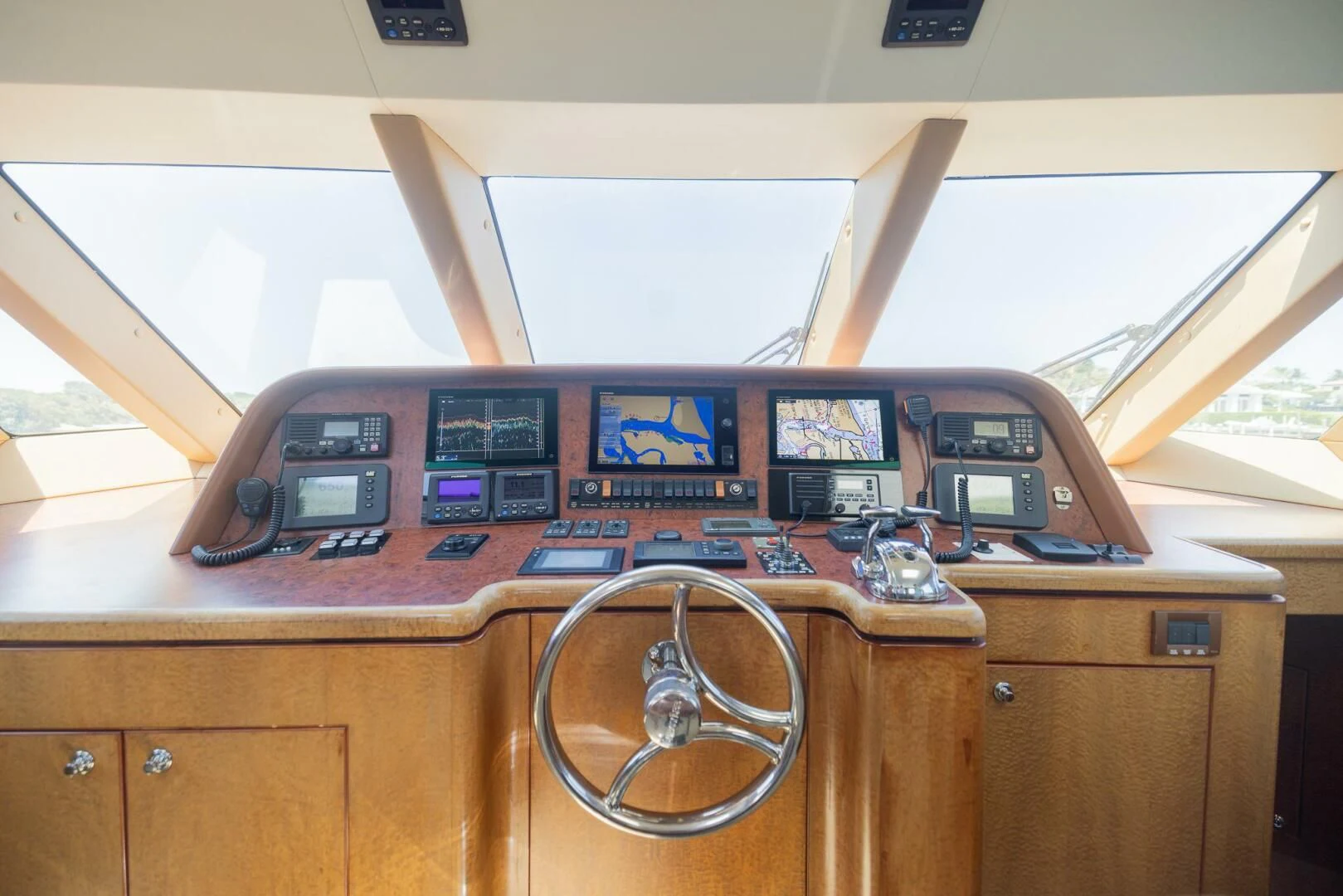 a radio on a table aboard PREDATOR I Yacht for Sale