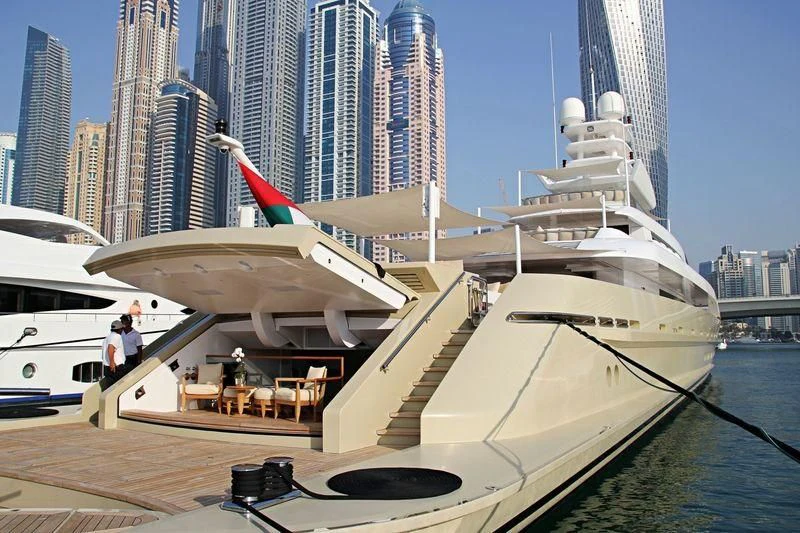 a plane on a dock aboard SMERALDA Yacht for Sale