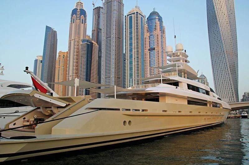 a boat on the water aboard SMERALDA Yacht for Sale