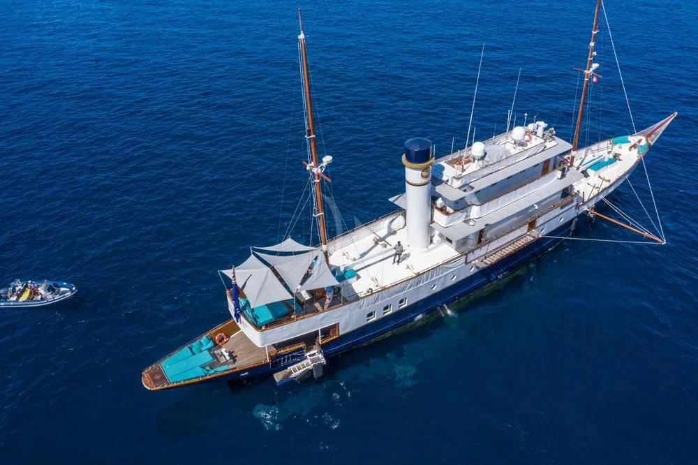 a large ship in the water aboard KALIZMA Yacht for Sale