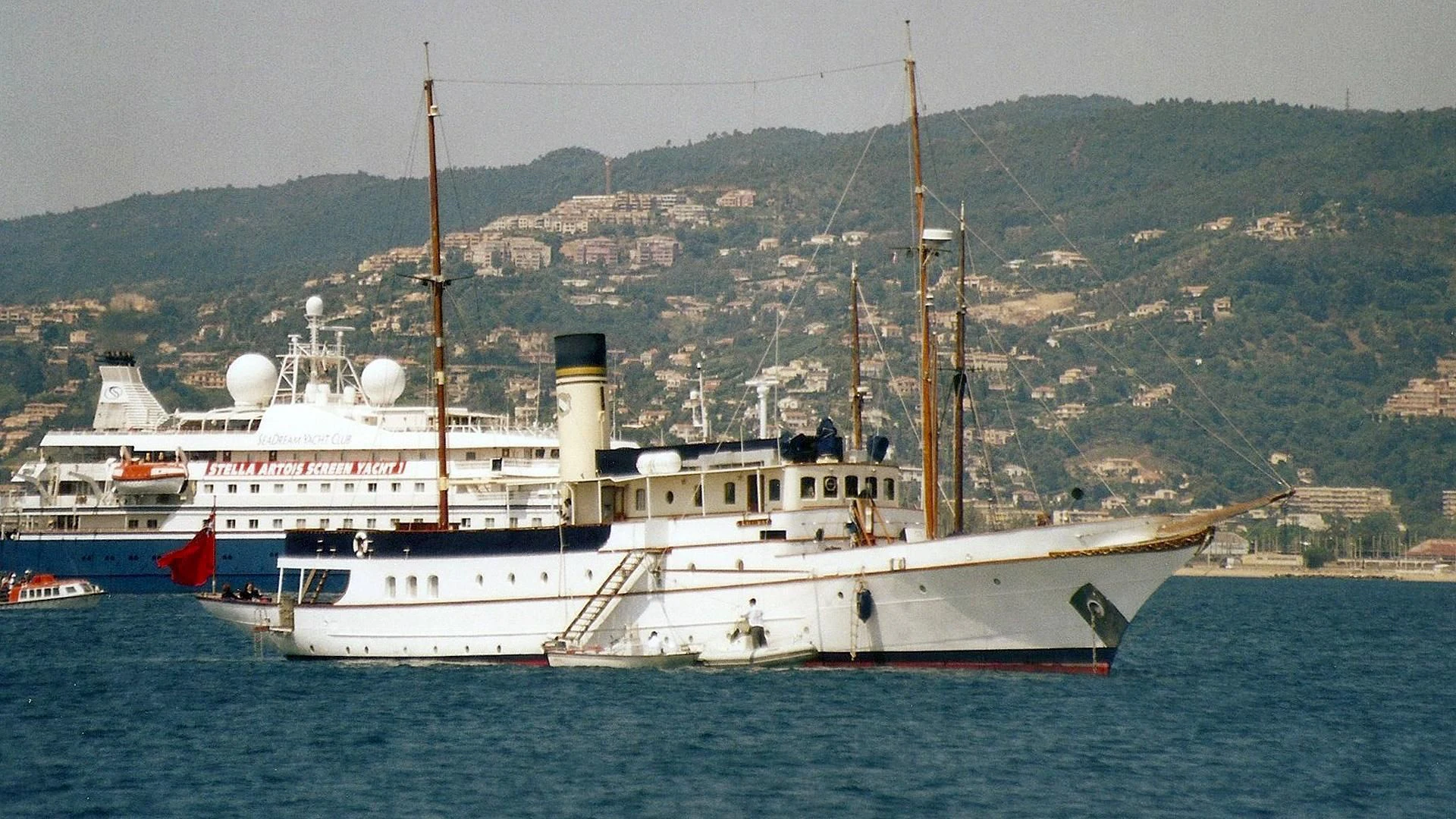 a large white boat in the water aboard KALIZMA Yacht for Sale