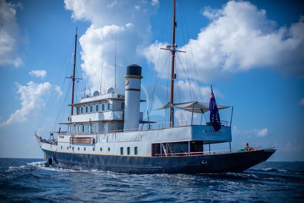 a large ship in the water aboard KALIZMA Yacht for Sale