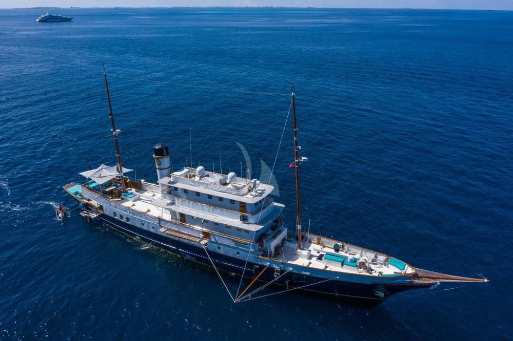 a large ship in the water aboard KALIZMA Yacht for Sale