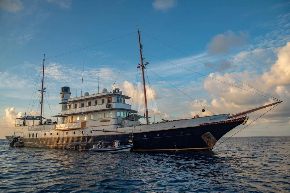 a large boat in the water aboard KALIZMA Yacht for Sale