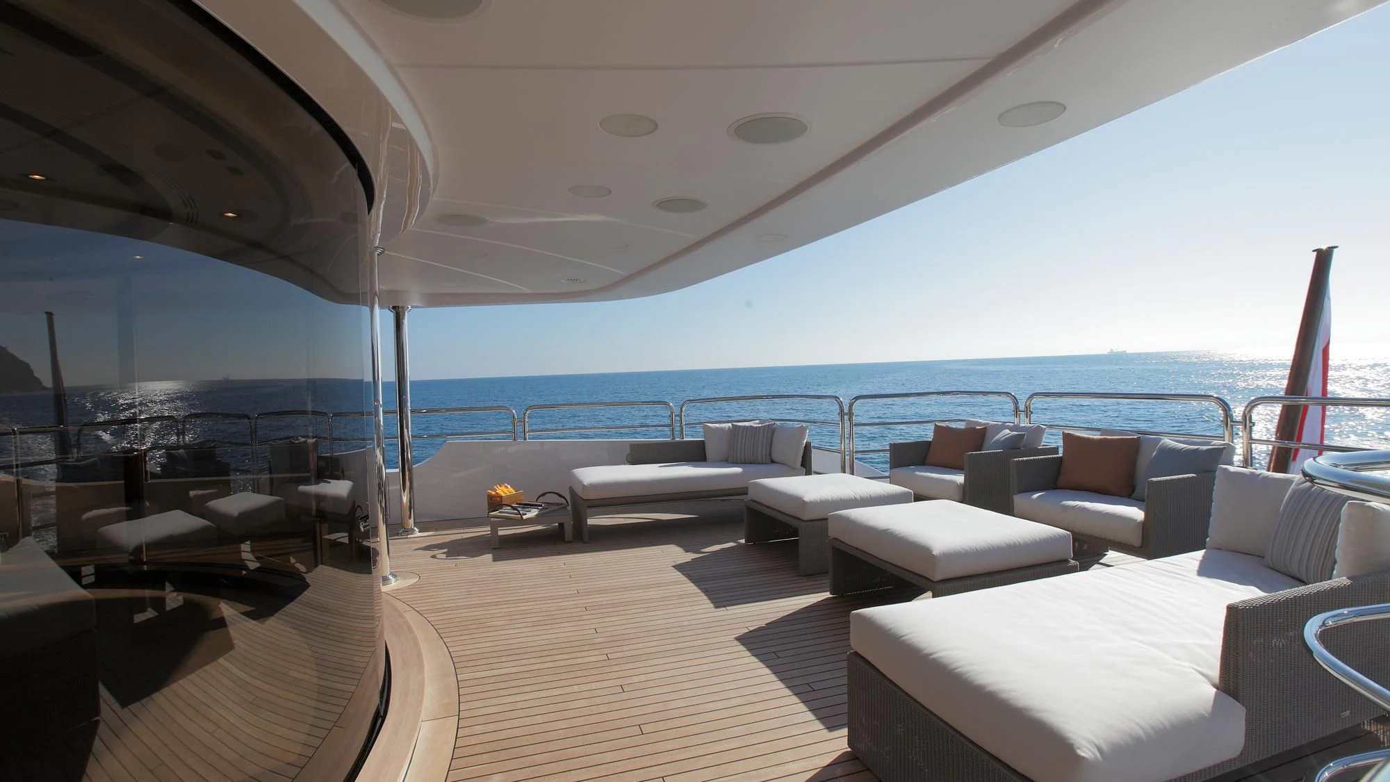 a large room with a view of the ocean aboard LATIKO Yacht for Charter