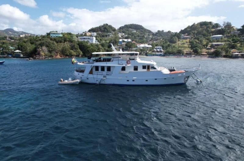 a boat on the water aboard ATLANTIC LADY Yacht for Sale
