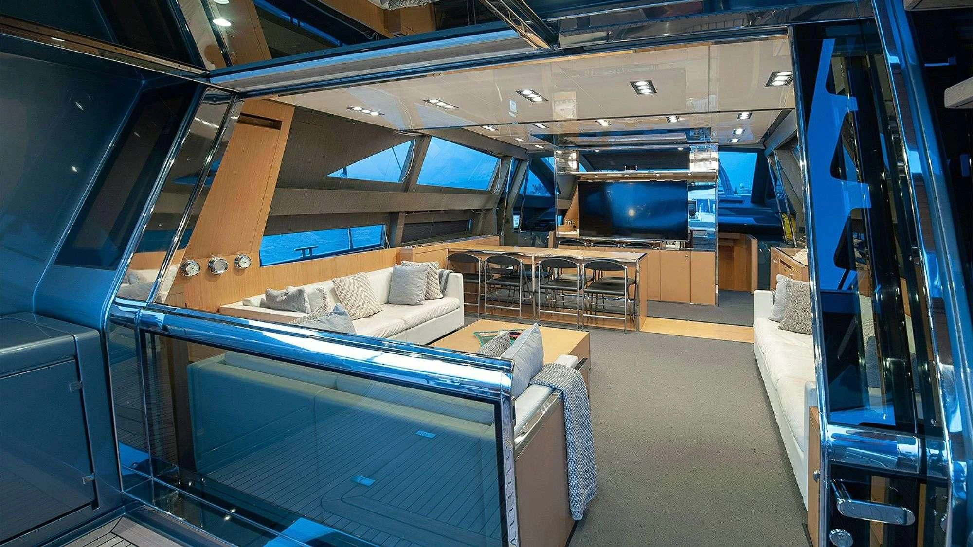 inside of a vehicle aboard WHATEVER Yacht for Charter