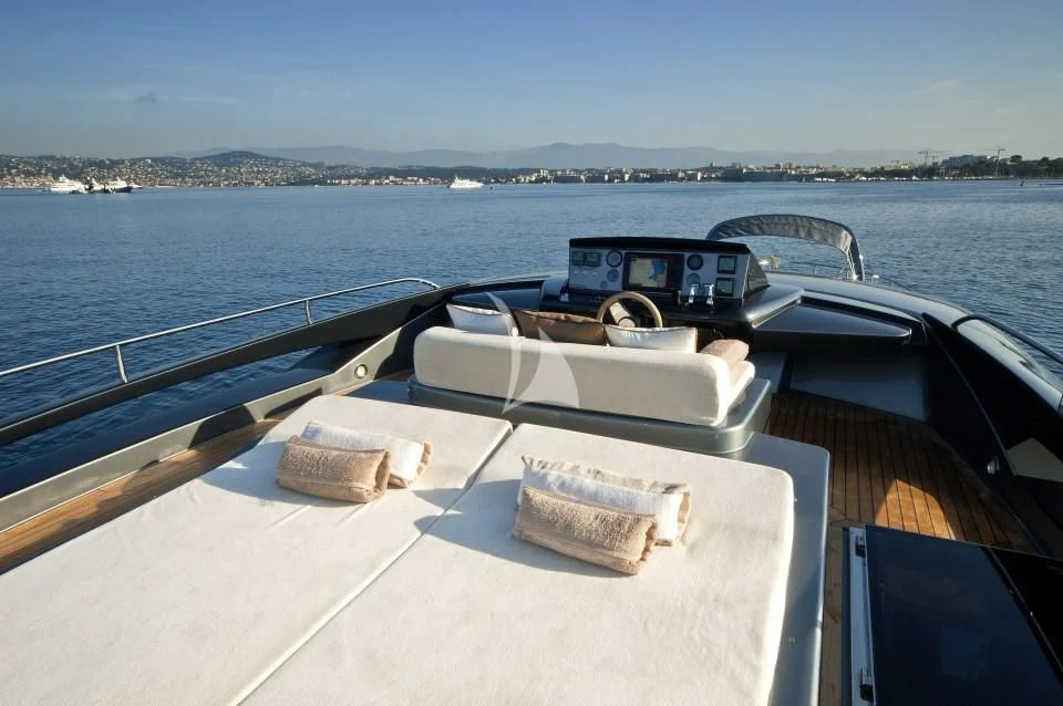 a boat with a grill on the deck aboard WHATEVER Yacht for Charter