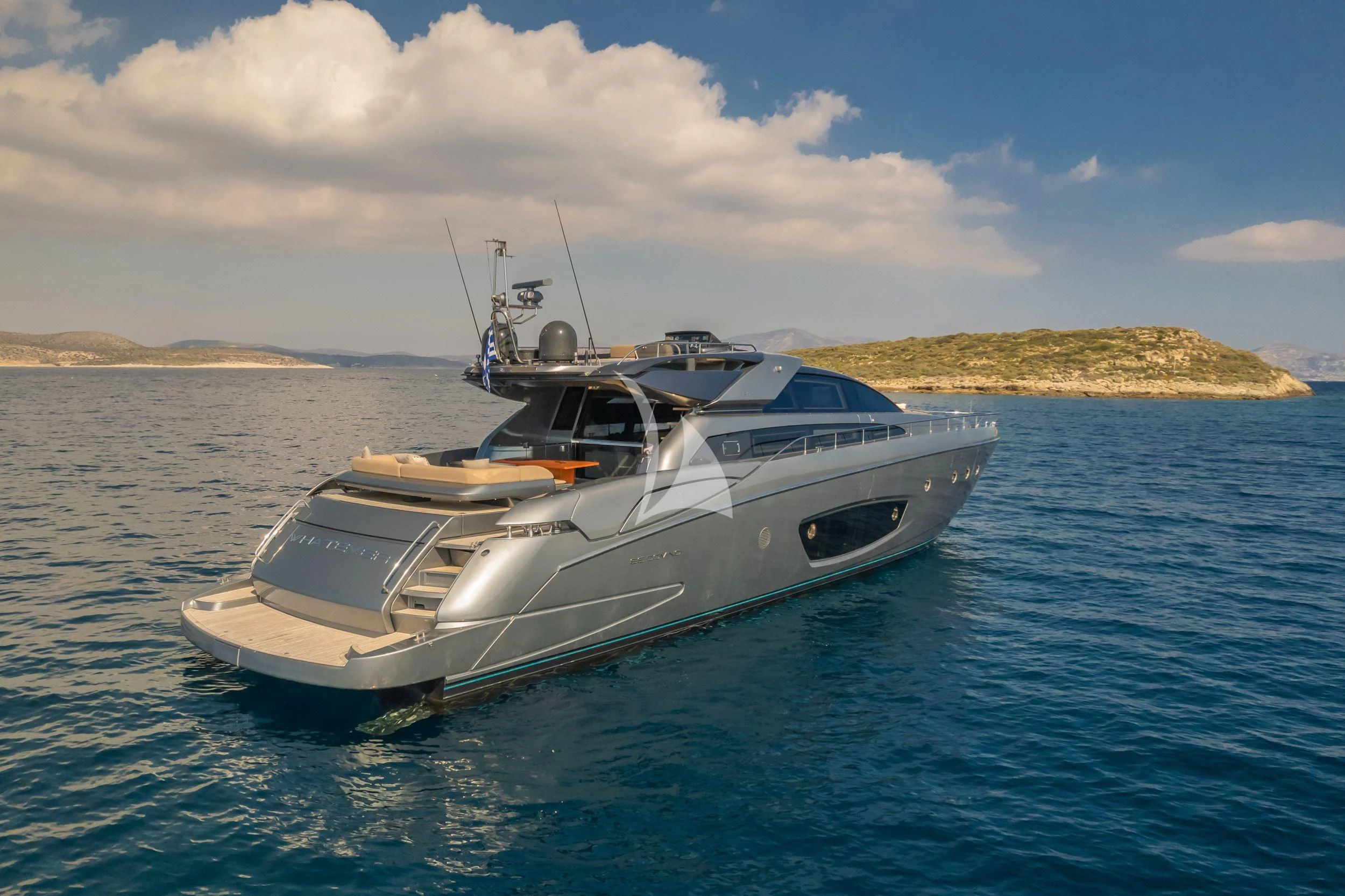 a yacht in the water aboard WHATEVER Yacht for Charter