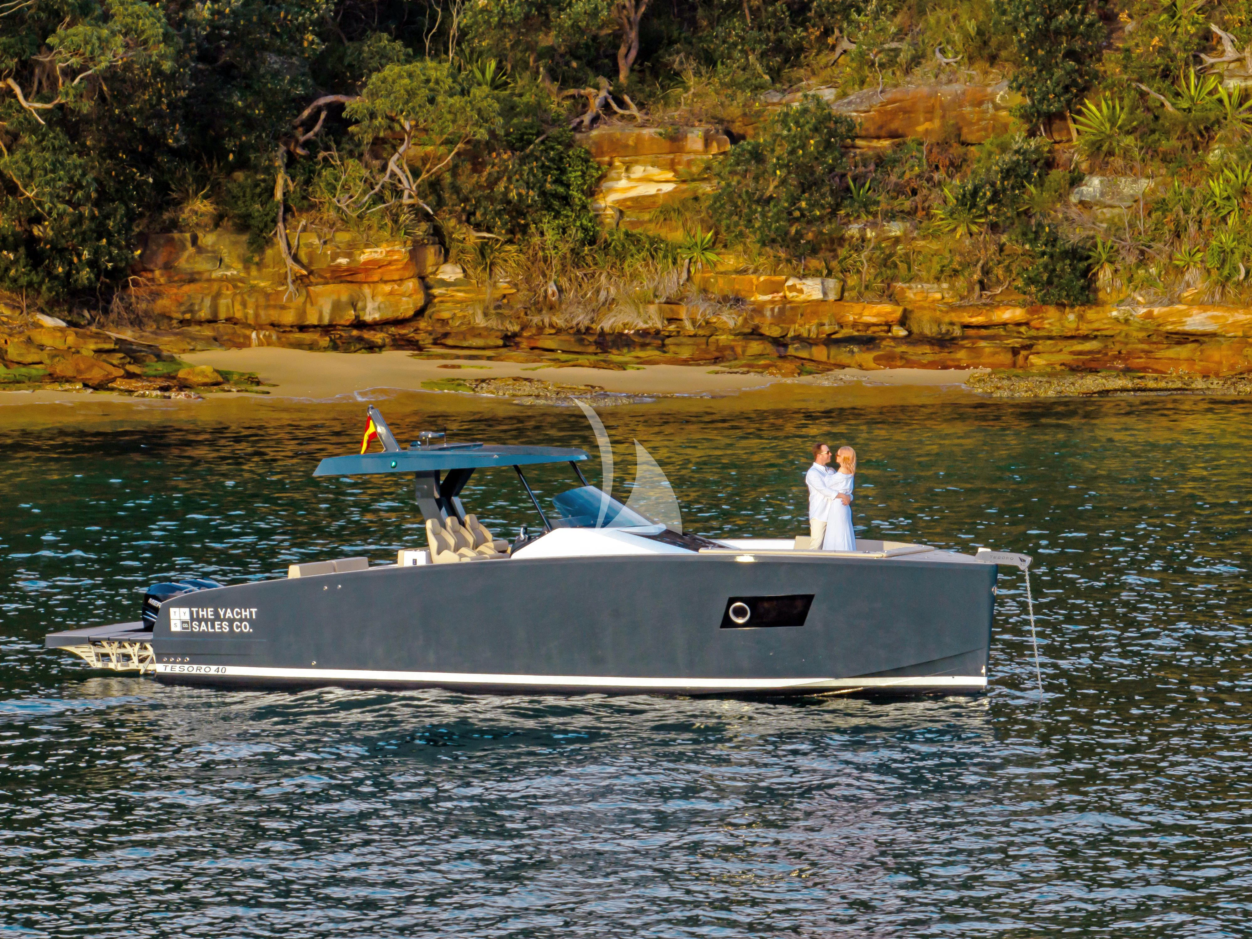 a person on a boat aboard AIX Yacht for Sale