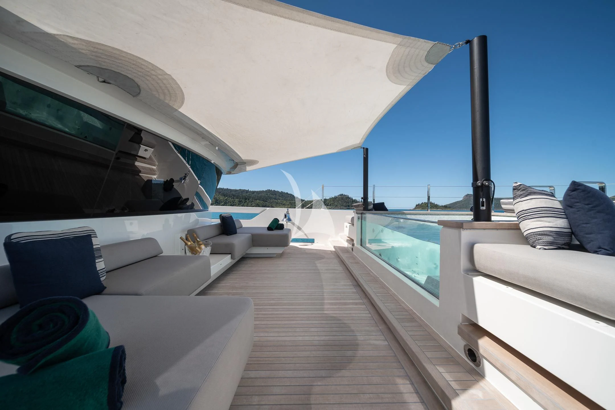 a boat on the water aboard AIX Yacht for Sale