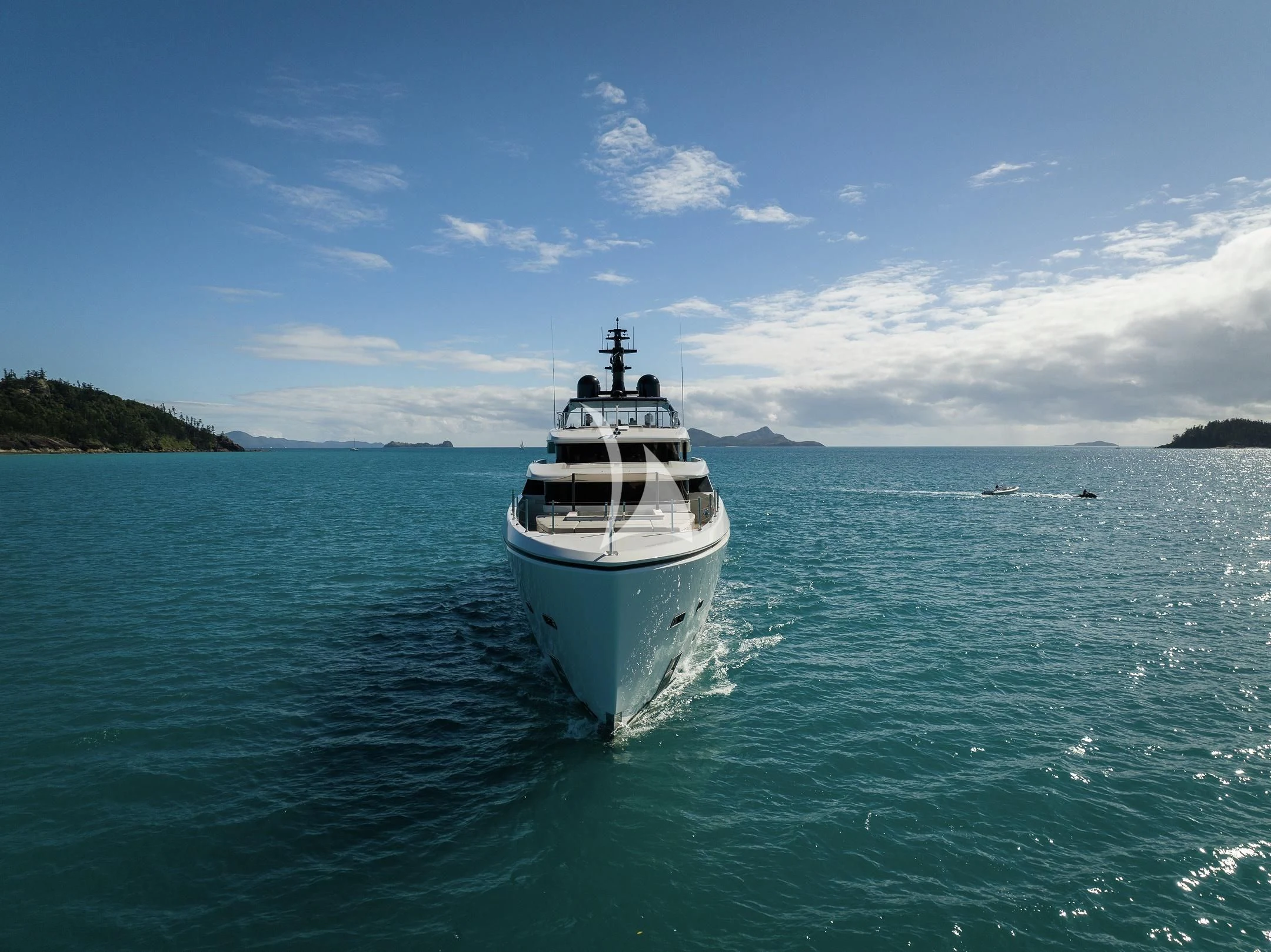 a boat in the water aboard AIX Yacht for Sale