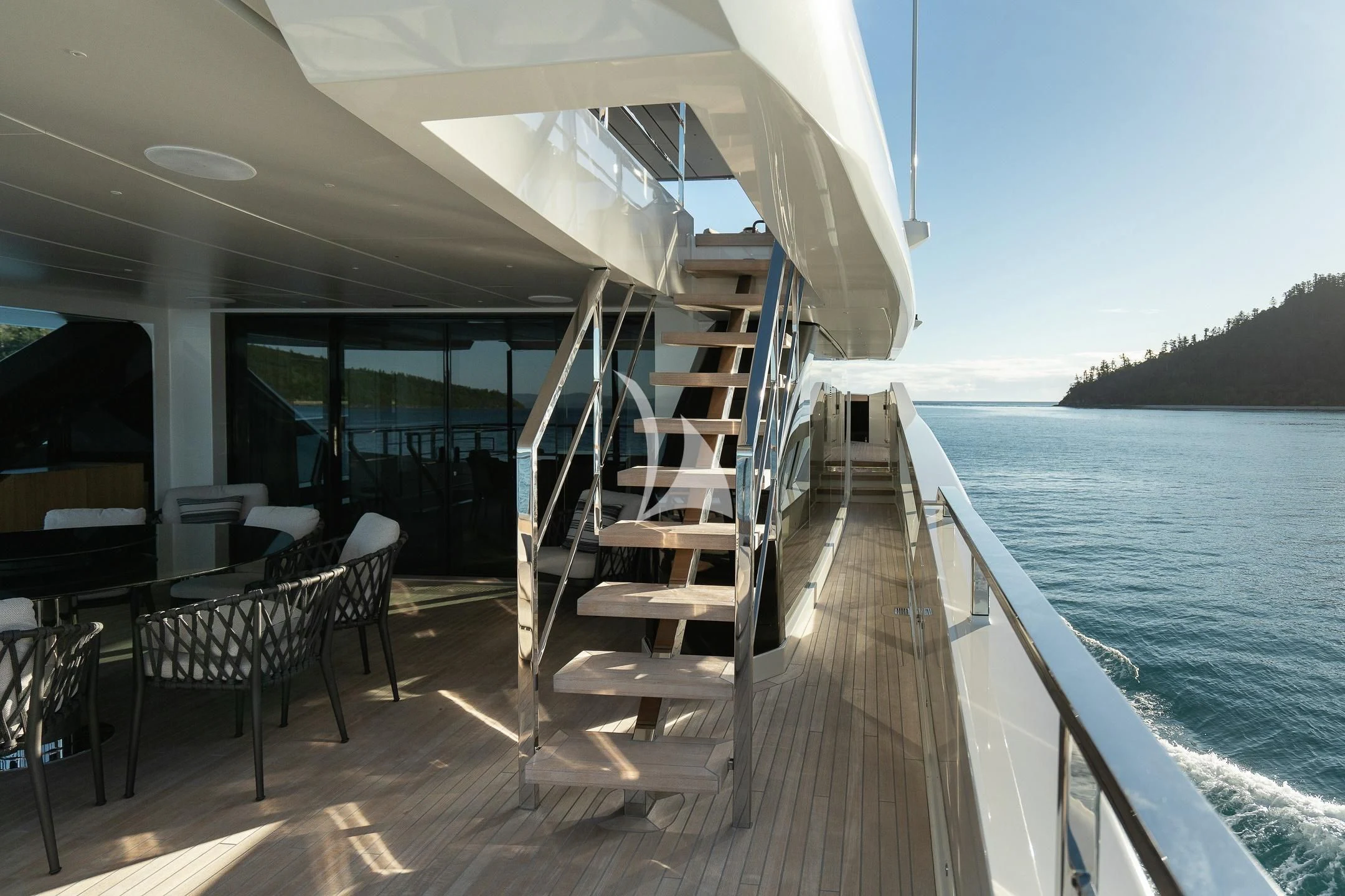 a boat on a body of water aboard AIX Yacht for Sale