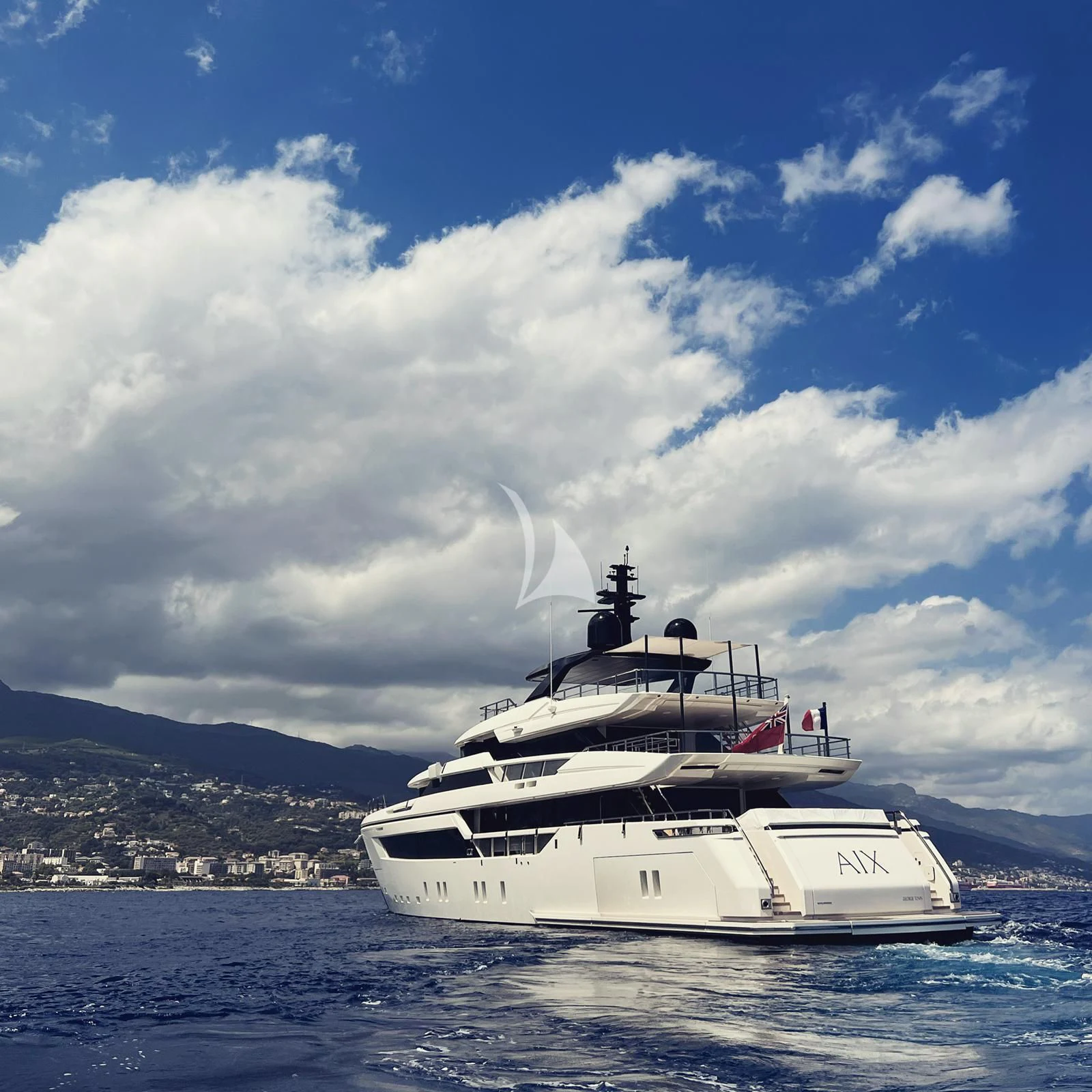 a boat in the water aboard AIX Yacht for Sale