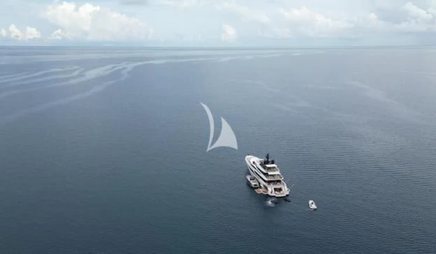 a ship in the water aboard AIX Yacht for Sale