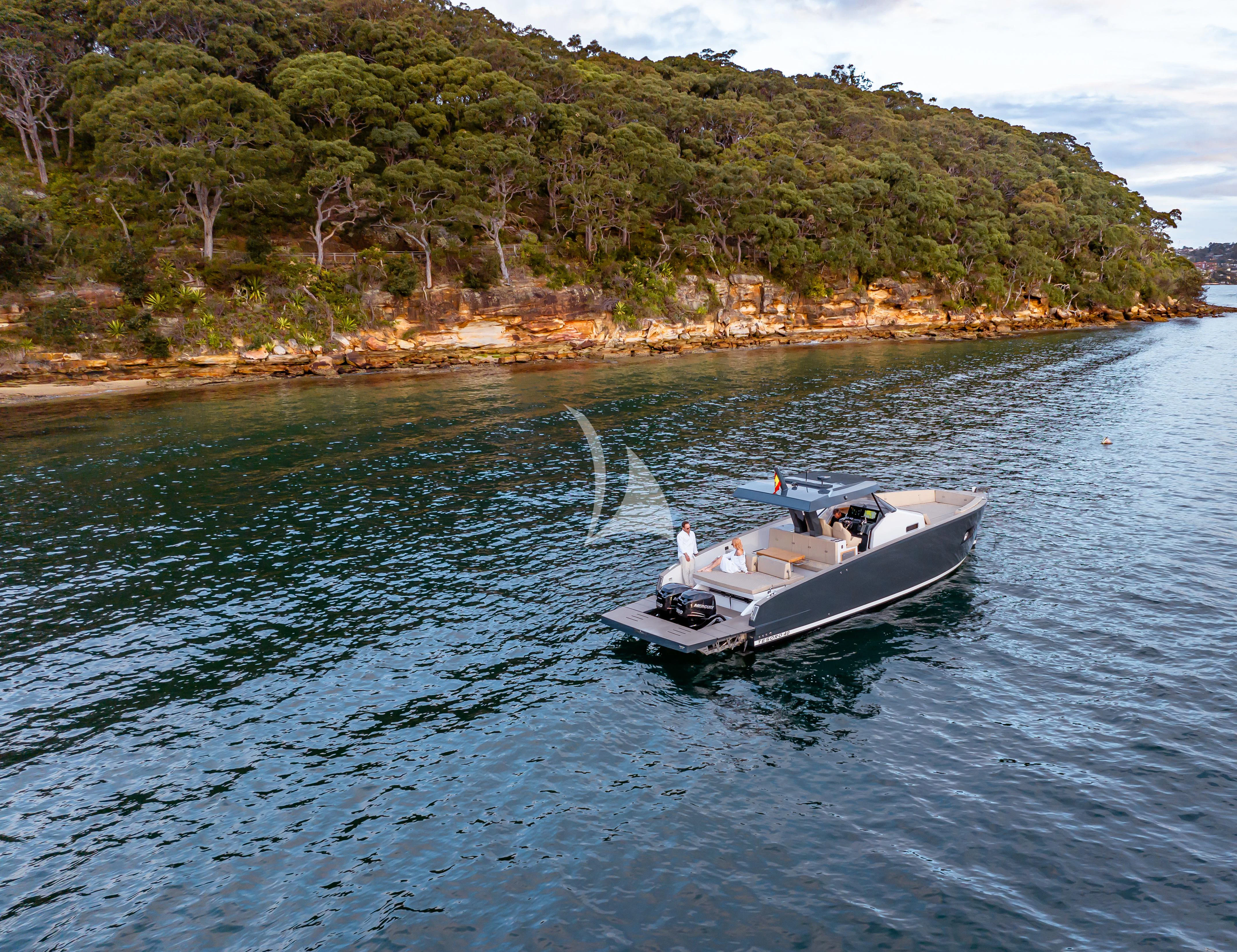 a boat on the water aboard AIX Yacht for Sale