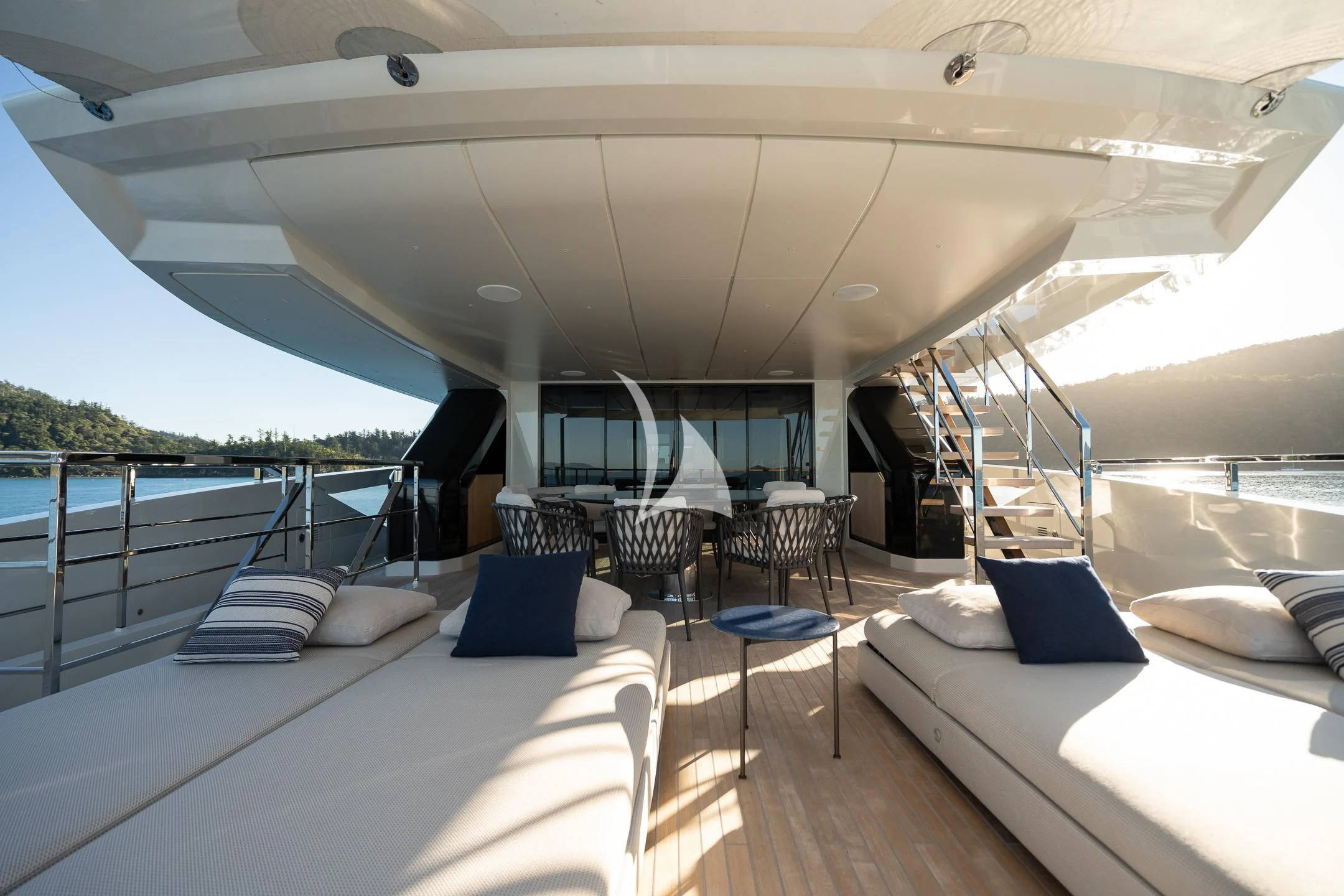 a boat on the water aboard AIX Yacht for Sale