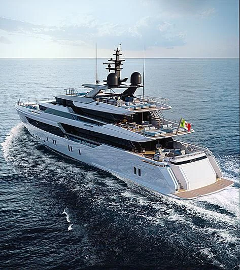 a large ship in the water aboard AIX Yacht for Sale