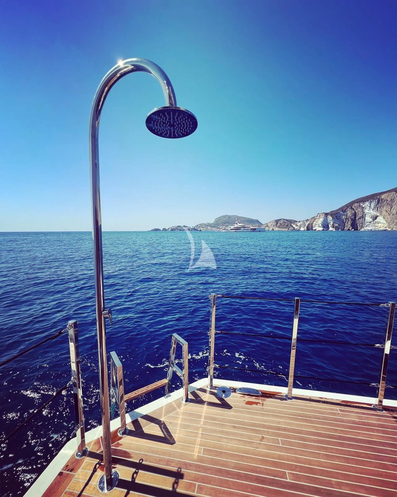 a boat on the water aboard AIX Yacht for Sale