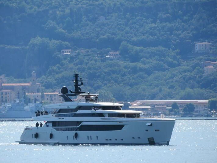 a boat in the water aboard AIX Yacht for Sale