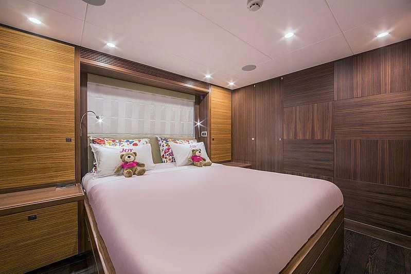 a bed in a cabin aboard JOY Yacht for Sale