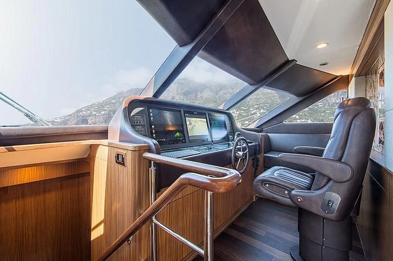 the inside of a car aboard JOY Yacht for Sale