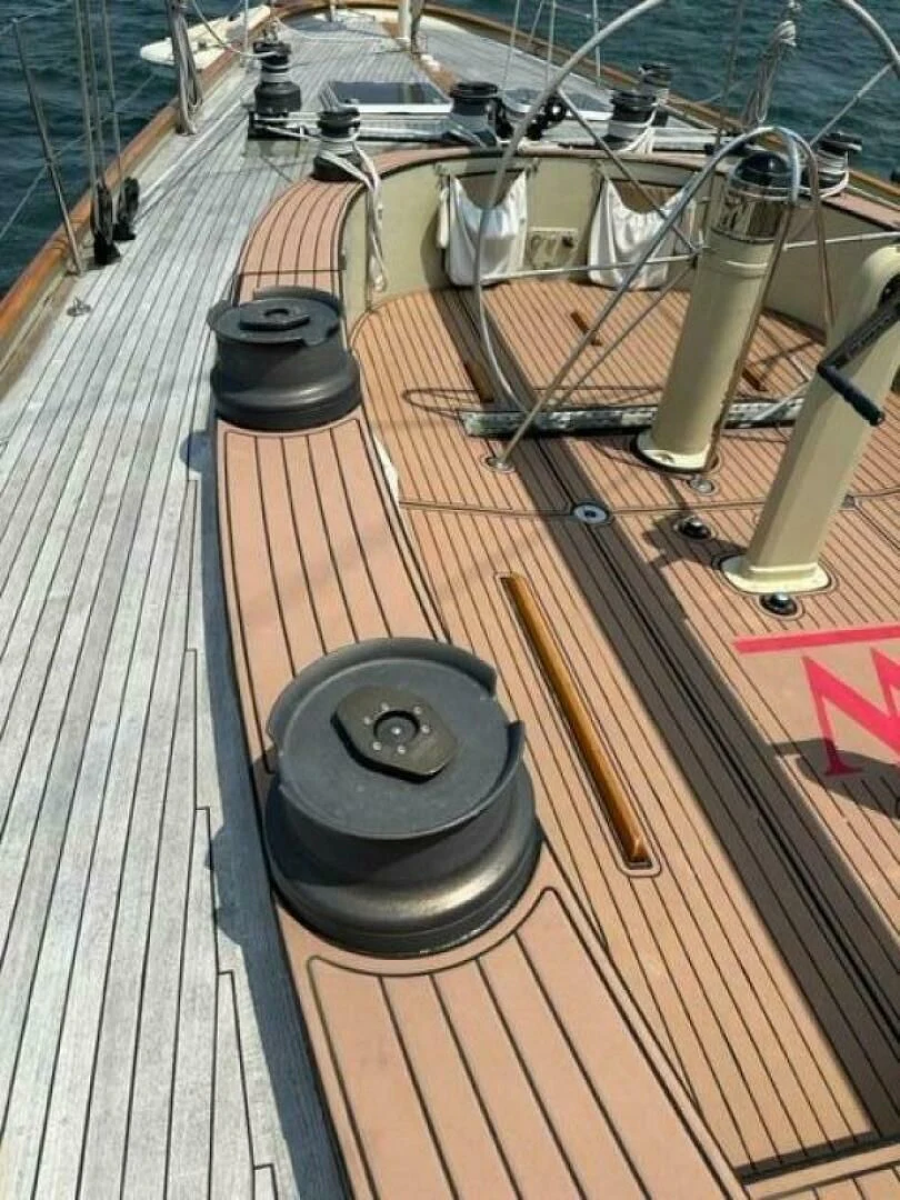 a large metal object on a deck aboard WILD HORSES Yacht for Sale