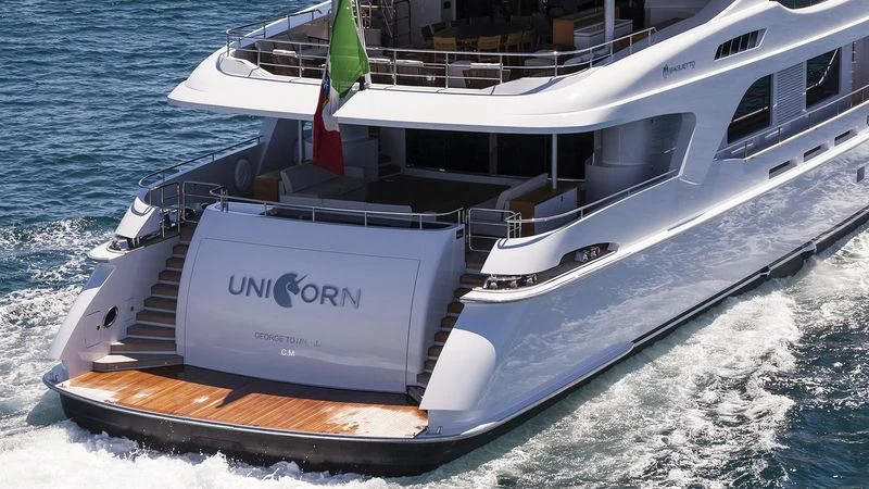 a boat on the water aboard UNICORN Yacht for Sale