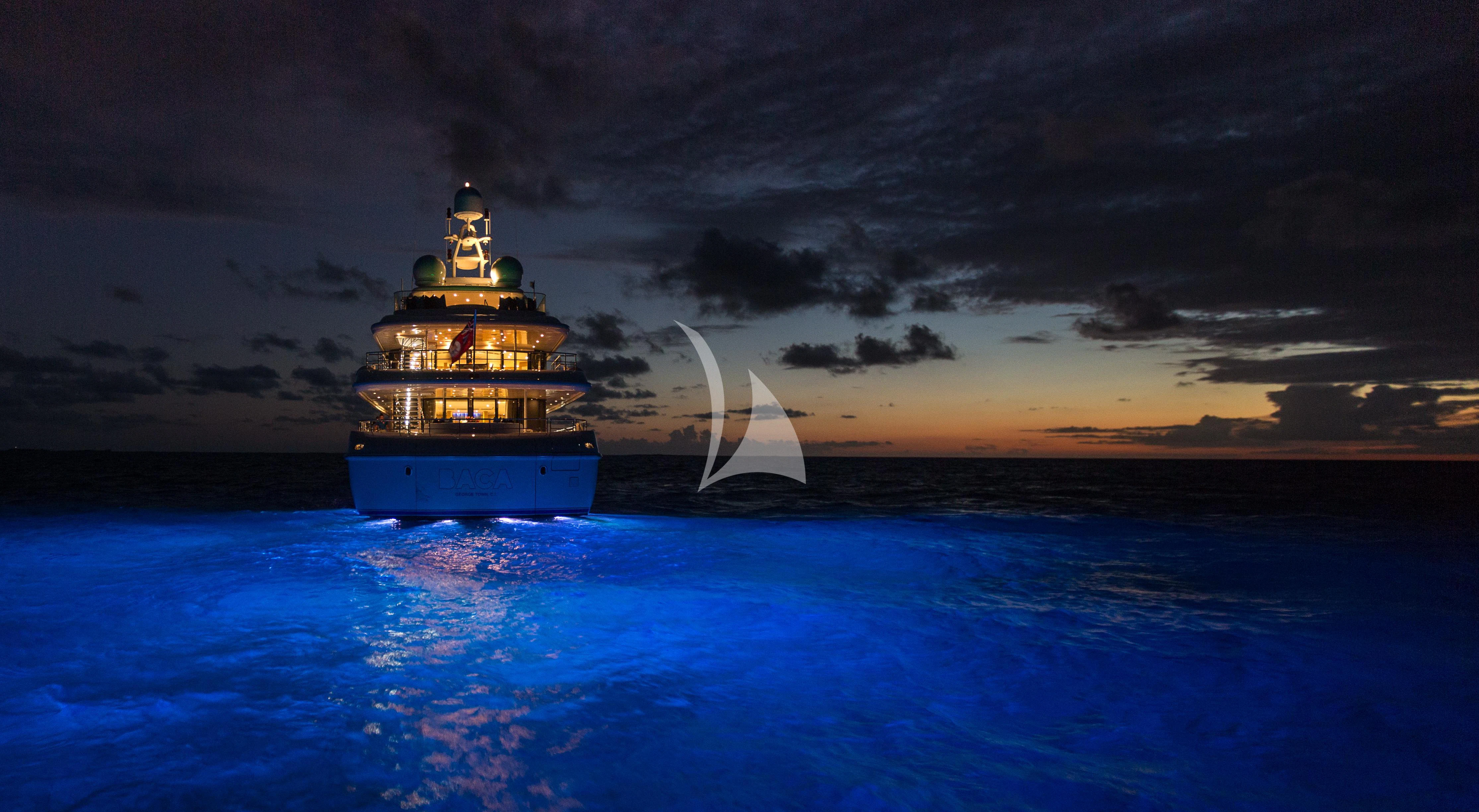 a large ship in the water aboard BACA Yacht for Charter