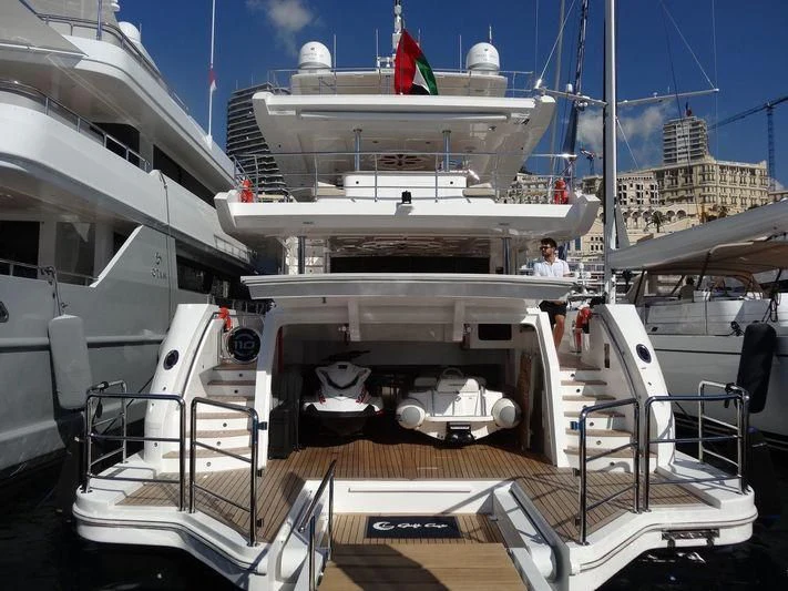 a boat on a deck aboard AMORE Yacht for Sale