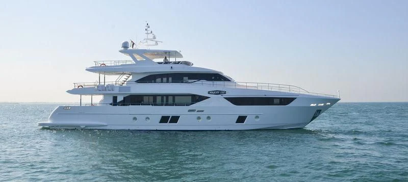 a white yacht in the water aboard AMORE Yacht for Sale