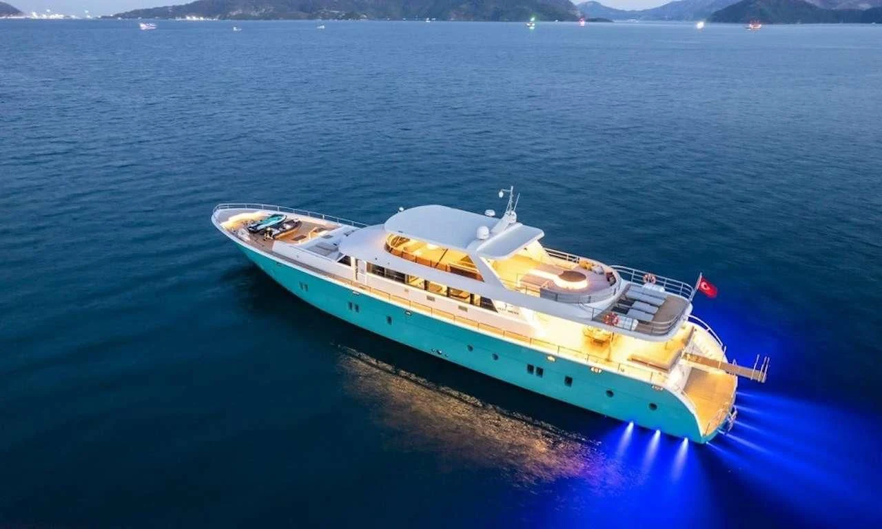 a boat on the water aboard DEEP WATER Yacht for Charter