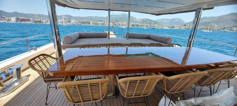 a boat on the water aboard DEEP WATER Yacht for Charter