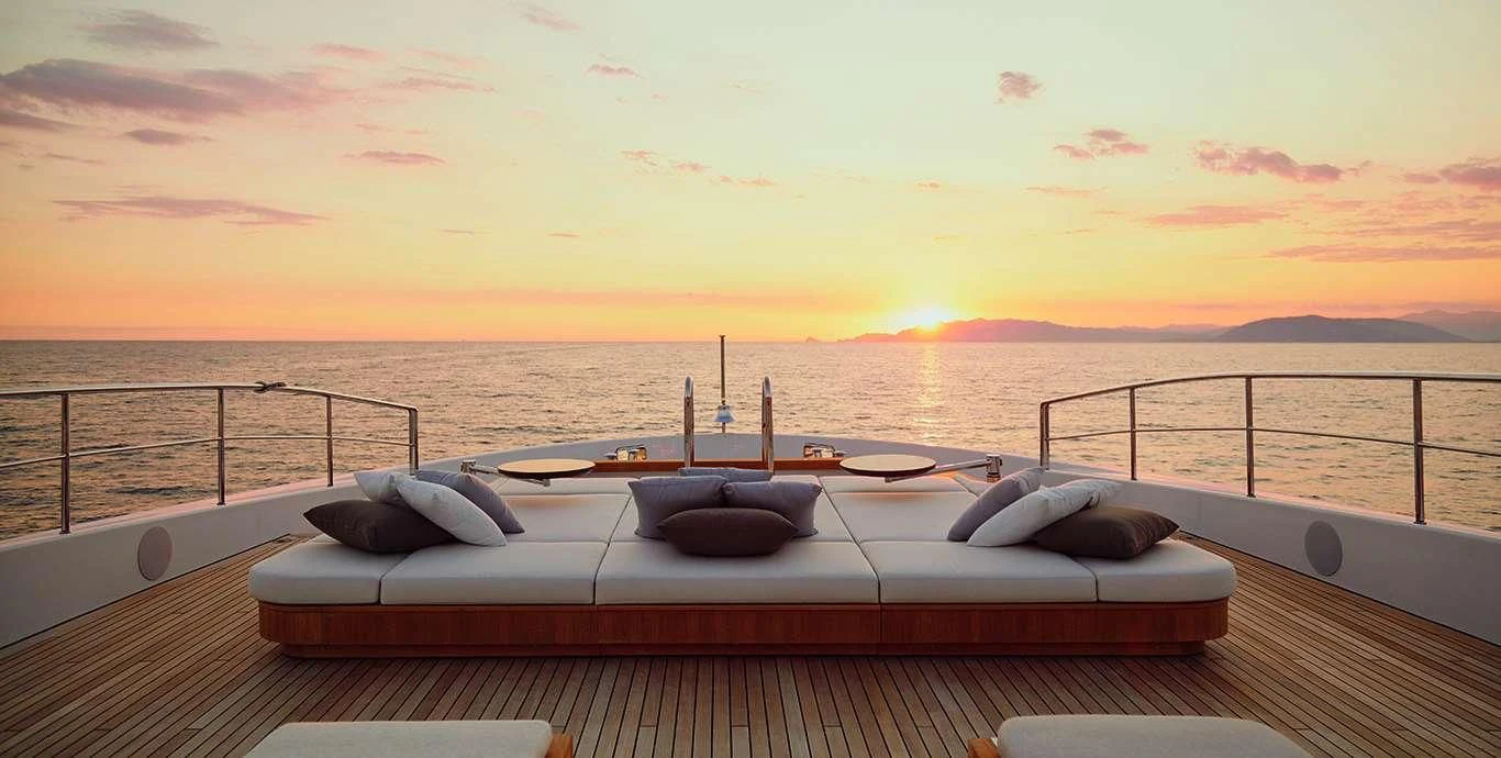 a bed on a boat aboard CASA Yacht for Sale