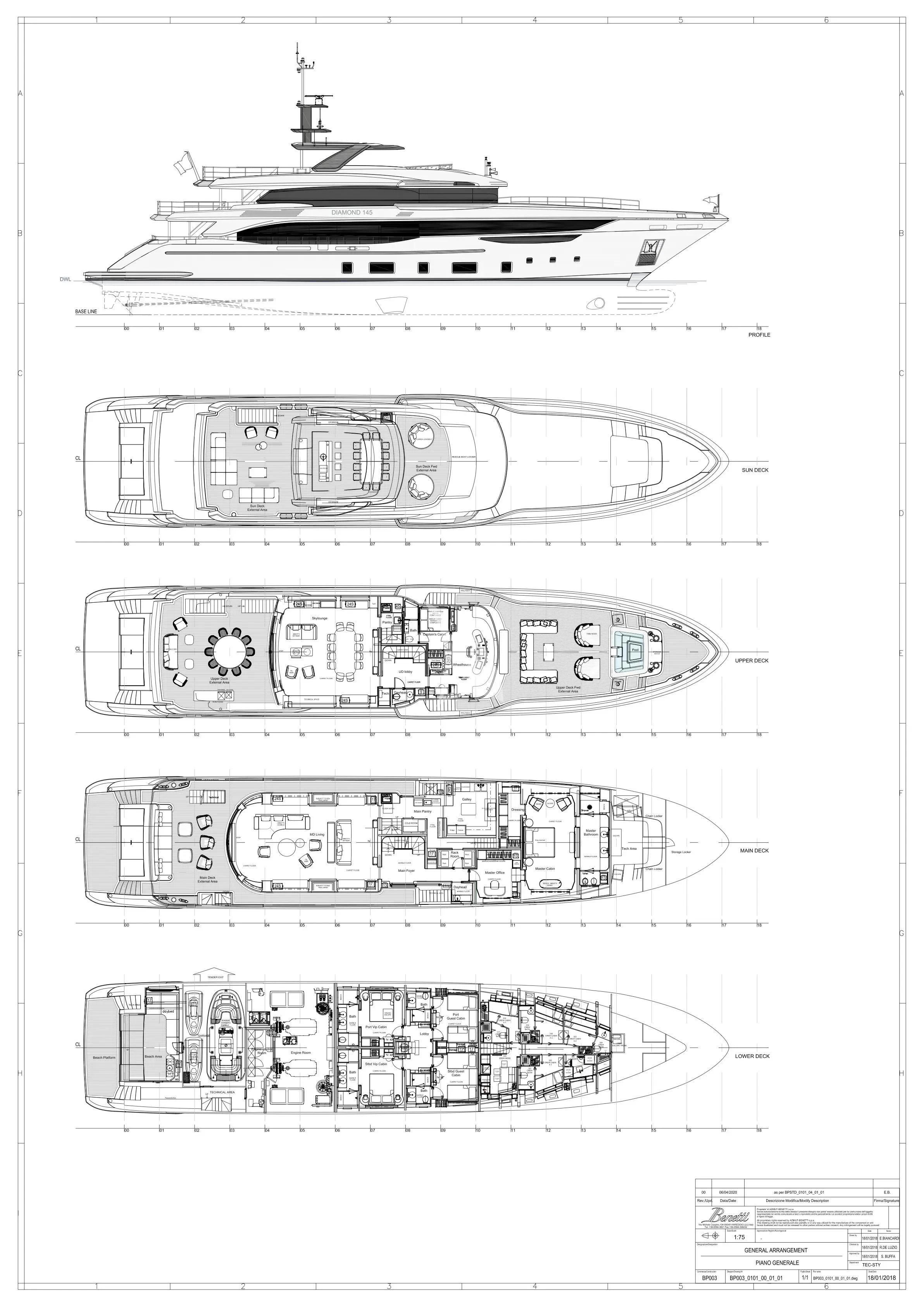 diagram, engineering drawing aboard CASA Yacht for Sale