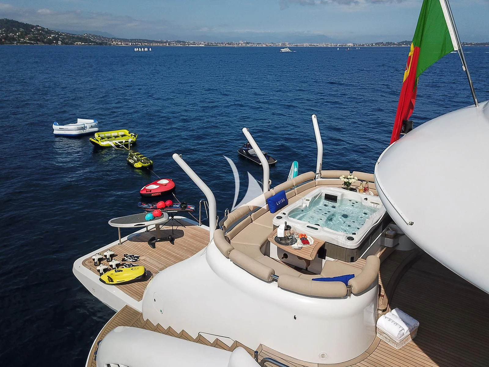 a boat on the water aboard LUISA Yacht for Charter