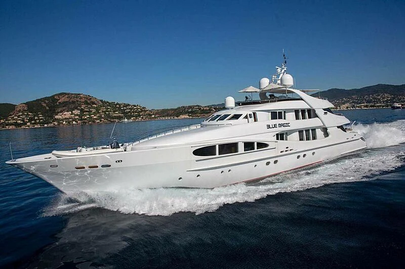 a white yacht on the water aboard LUISA Yacht for Charter