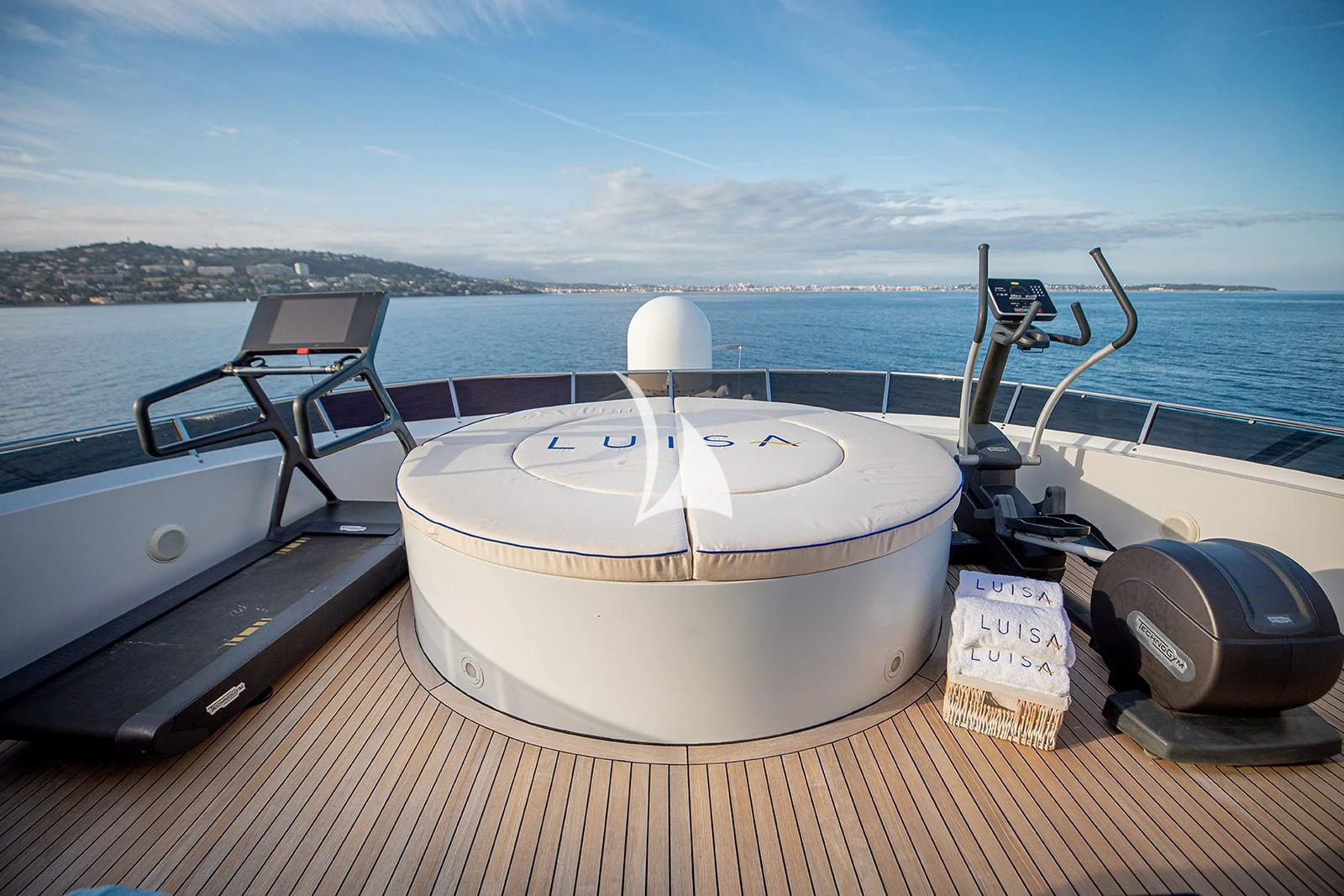 a boat on a deck aboard LUISA Yacht for Charter