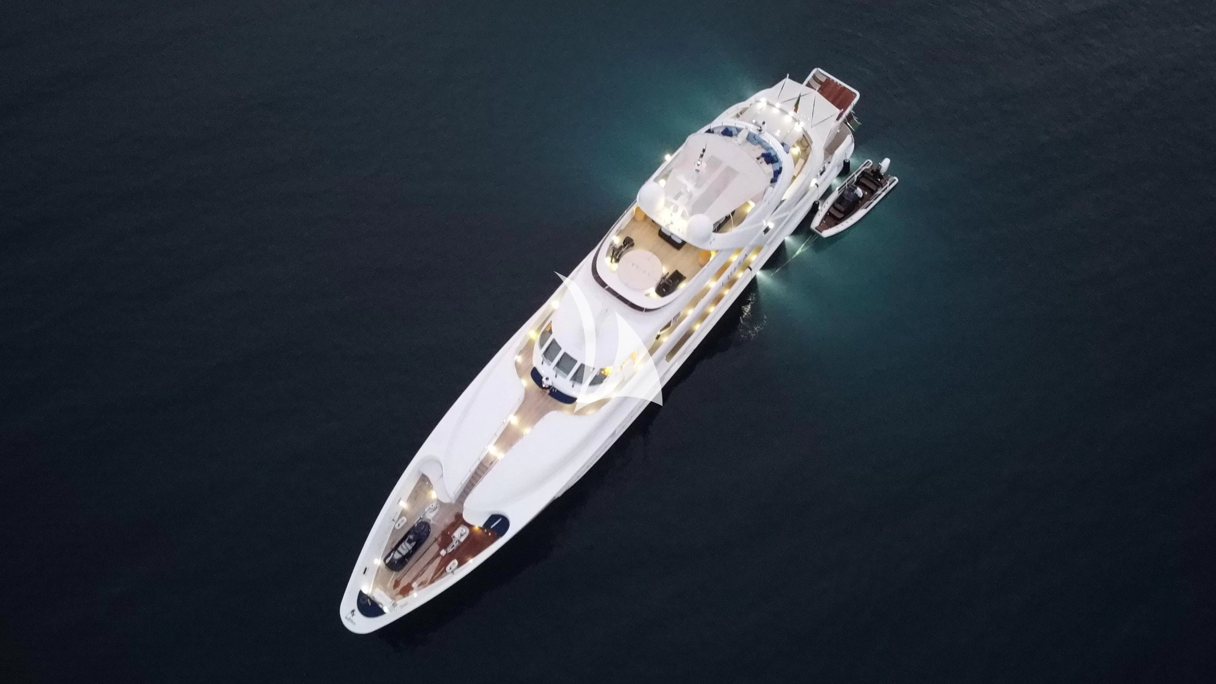 a space ship in the water aboard LUISA Yacht for Charter