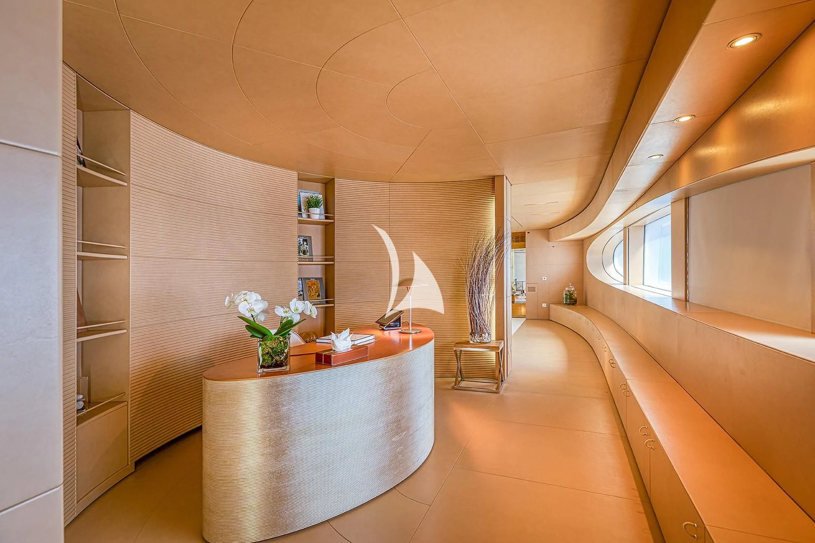 a room with a fountain aboard LUISA Yacht for Charter