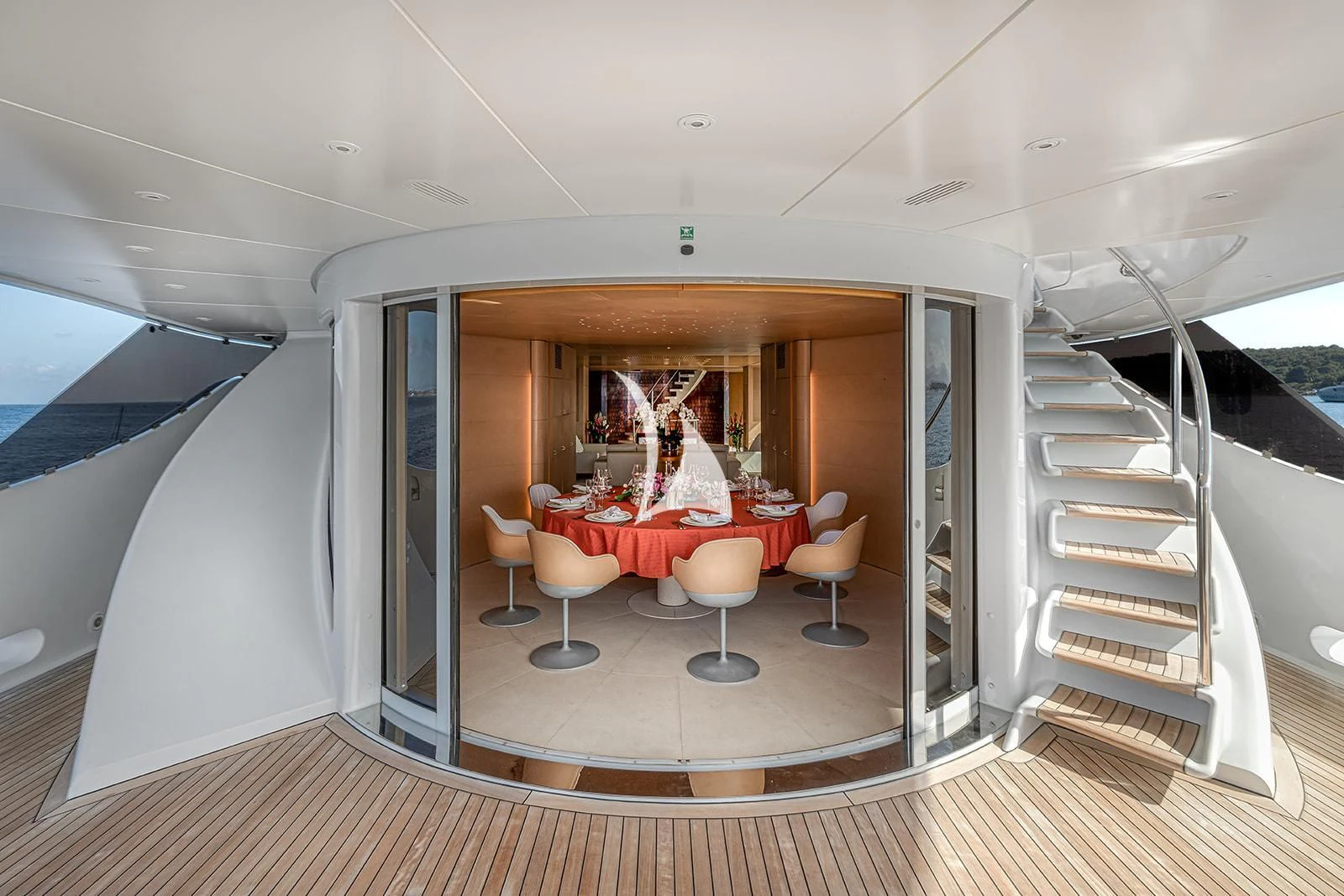a modern looking living room aboard LUISA Yacht for Charter