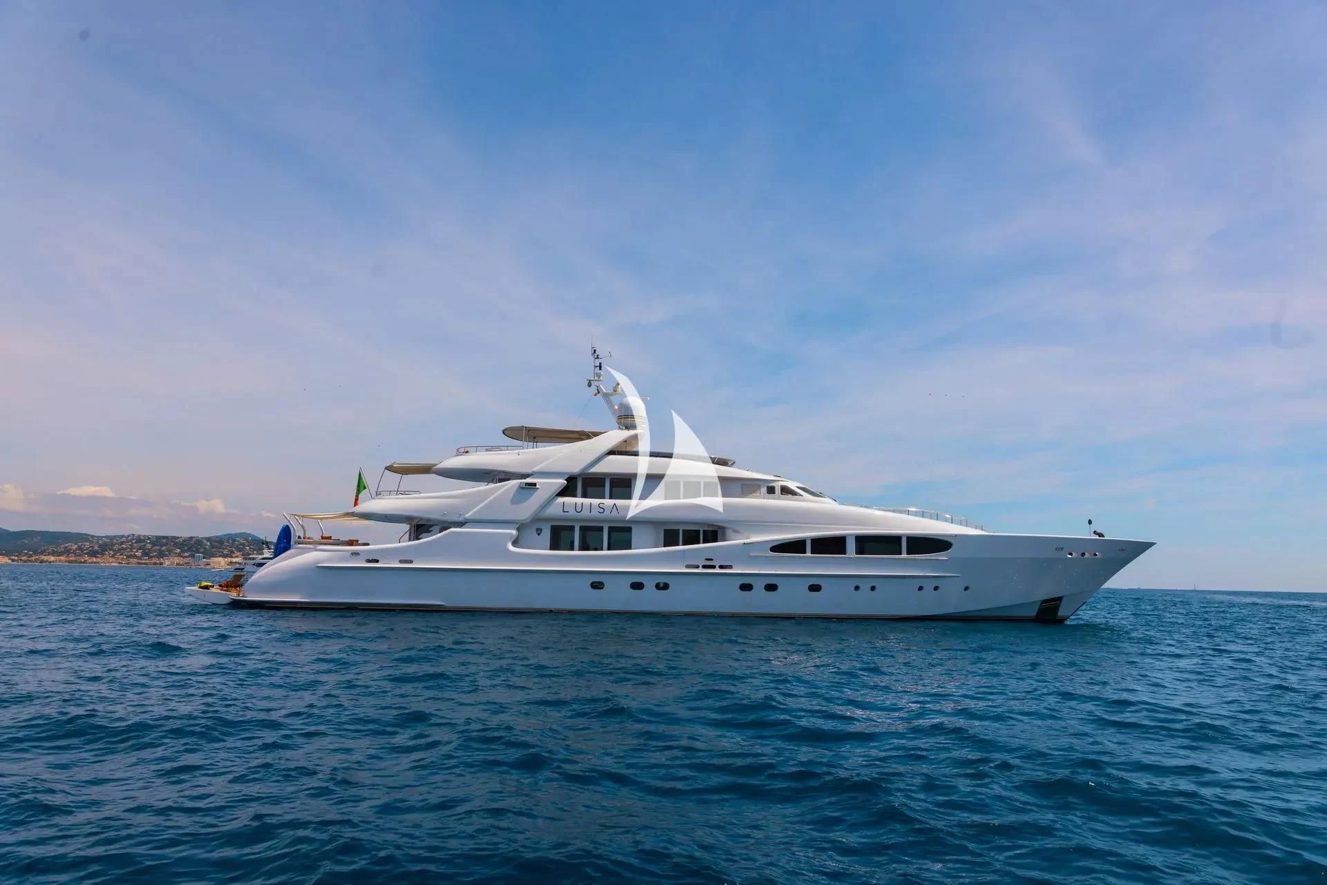 a white yacht in the water aboard LUISA Yacht for Charter